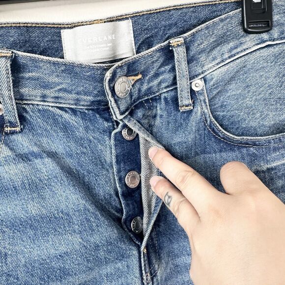 Everlane The 90s Cheeky Ankle Blue Jeans 25 Denim Button Fly Organic Cotton - Picture 6 of 10
